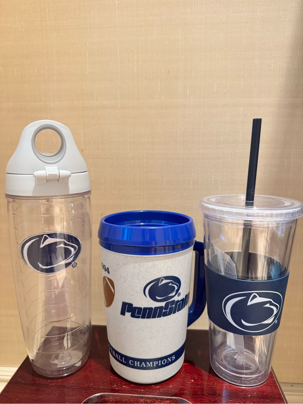 Penn State Nittany Lions Clear Tumbler Set with Navy Sleeve (3)